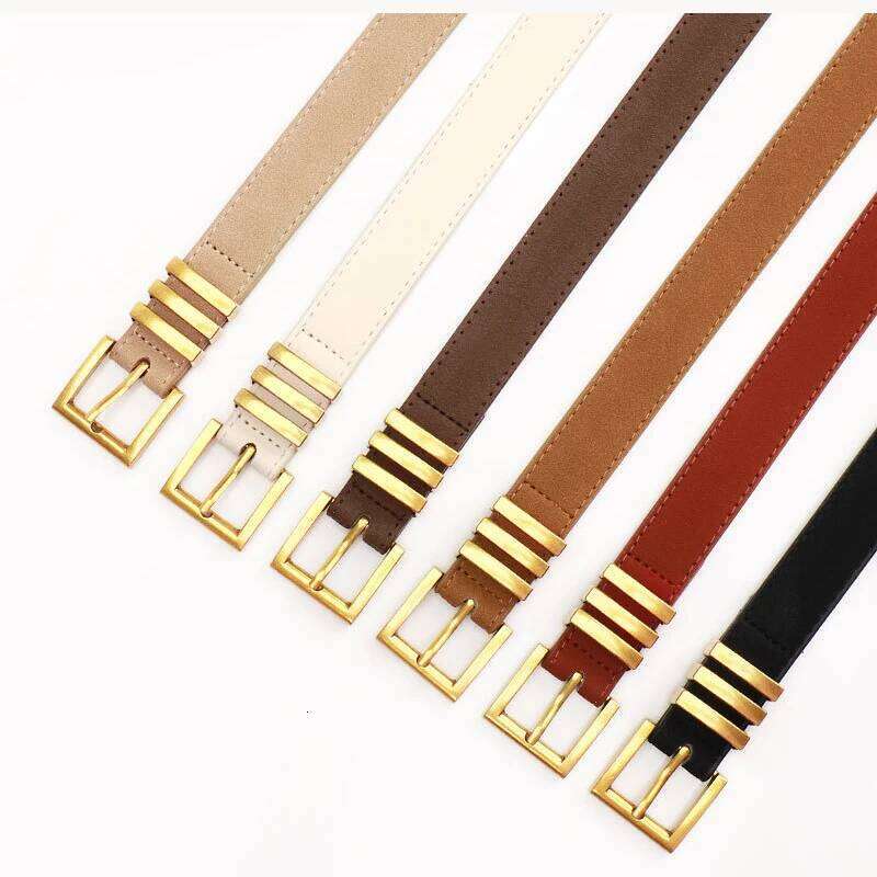 Gothic Retro Suede Pu Leather Women's Belt Fashion Casual Simple Dress Jeans Accessories Girdle Gold Pin Clasp Black Waistband Y260225