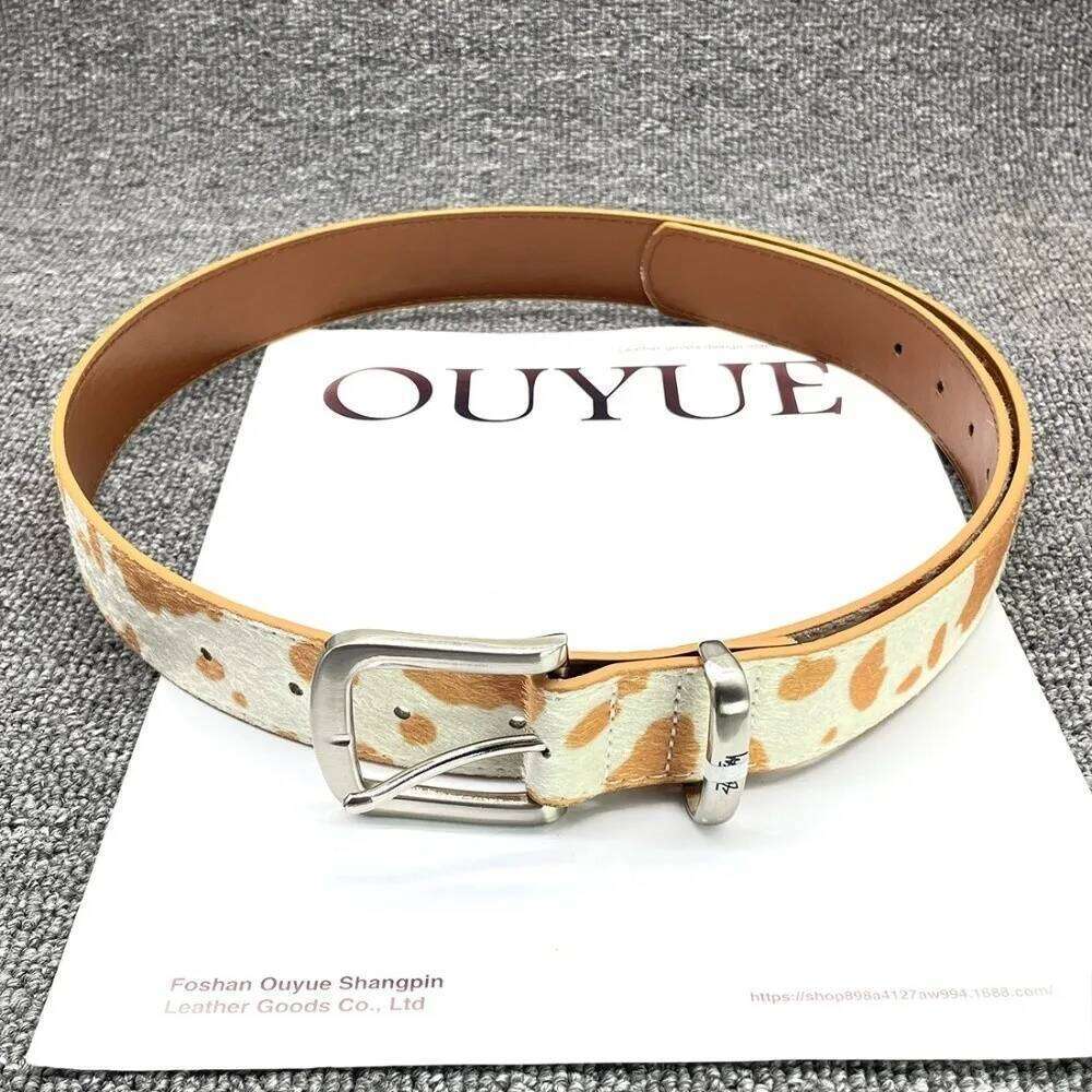 New Stu Style Cow Horse Hair Waist Belt Metal PU leather Pin Buckle Waistband Versatile Accessory Casual Trouser Dress Belts Y260225