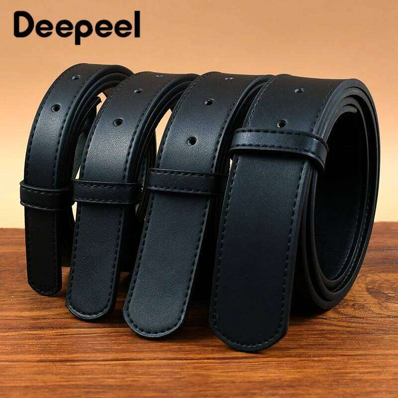 20-38mm Black Cowskin Belt Men No Buckle Belts Strip High Quality Business Waitband Pants Waist Strap Leather Craft Accessories Y260225