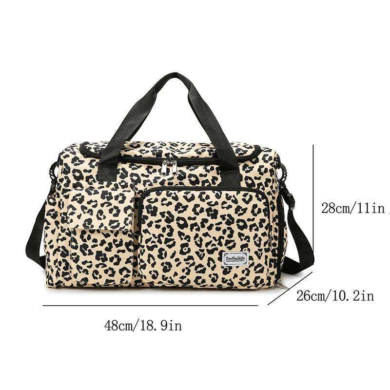 Classic Leopard Print Large Capacity Leisure Luggage With Multiple Pockets And Shoe Compartment Sports Fitness Travel Bag Y260225