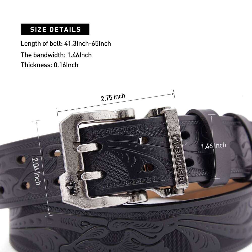BISON DENIM Men Belts Cow Split Genuine Leather Business Waist Straps Retro Pin Buckle Fancy Male Belt For Jeans Y260225