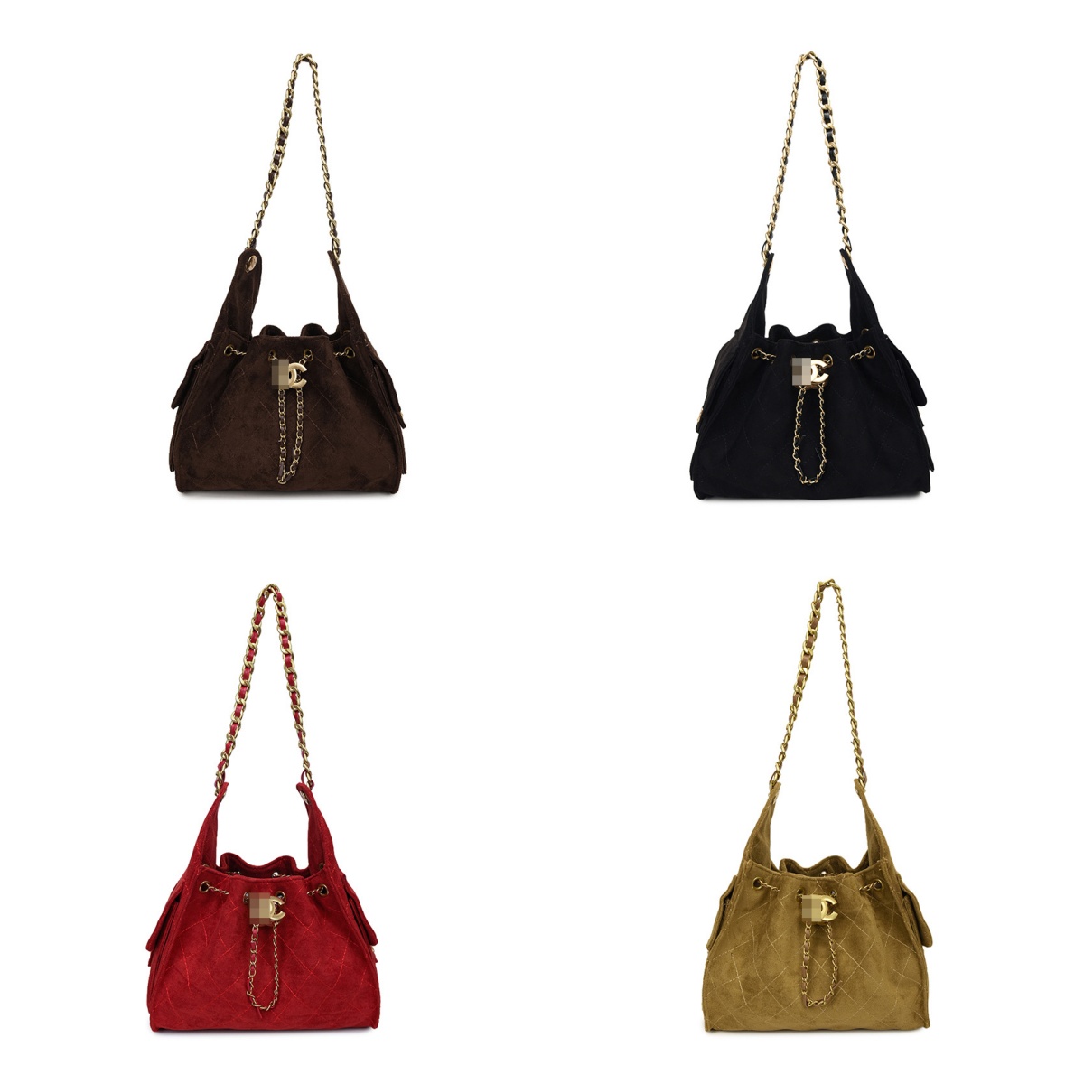 channels purse Shoulder Bags Designer Bag String Bucket Tote Large Hobo Suede Leather Gray Casual Diamond Lattice Long Chain Crossbody Fashion Luxury Brand