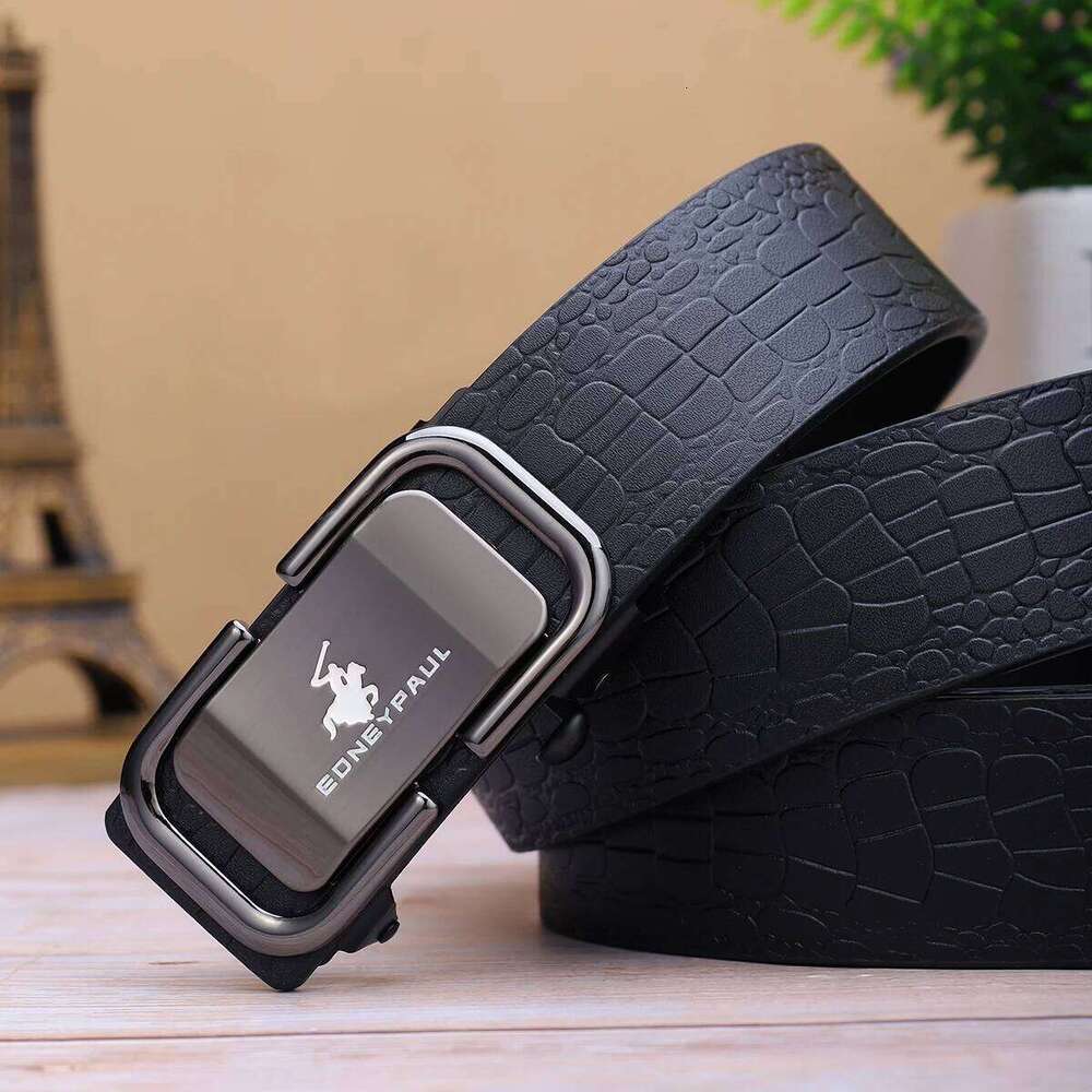 Leather Automatic Buckle Belt Adjustable Formal Casual Dual Use Texture Father's Day Gift for Stylish Men's Wear Y260225