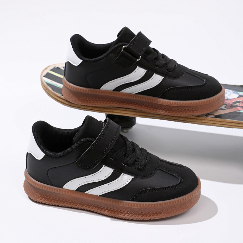 Free shipping Kids Running Shoes Autumn Children Sports Shoes PU Splicing Breathable Girls Boys Baby Leather Casual Shoes Soft Soles Non-slip Baby Spo