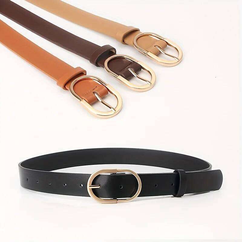 1pcs Women's Fashion Classic PU Leather Belt Versatile Casual Golden Needle Buckle - Pair with Jeans, Pants, Dress Y260225