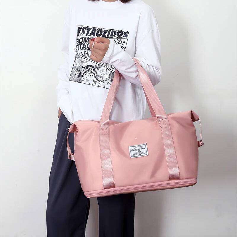 Extendable Women's Large Capacity Storage Luggage Leisure Travel Duffle Bag Waterproof Nylon Sports and Fitness Handbag Y260225