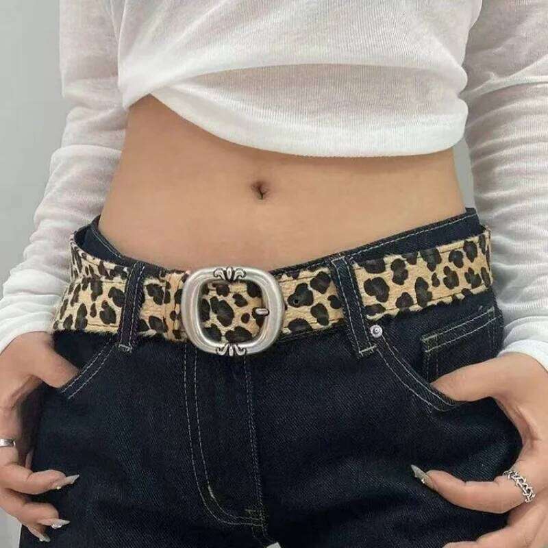 Leopard print belt for women 2025 new versatile, niche, high-end accessories, pants belt, personalized European and American sty Y260225