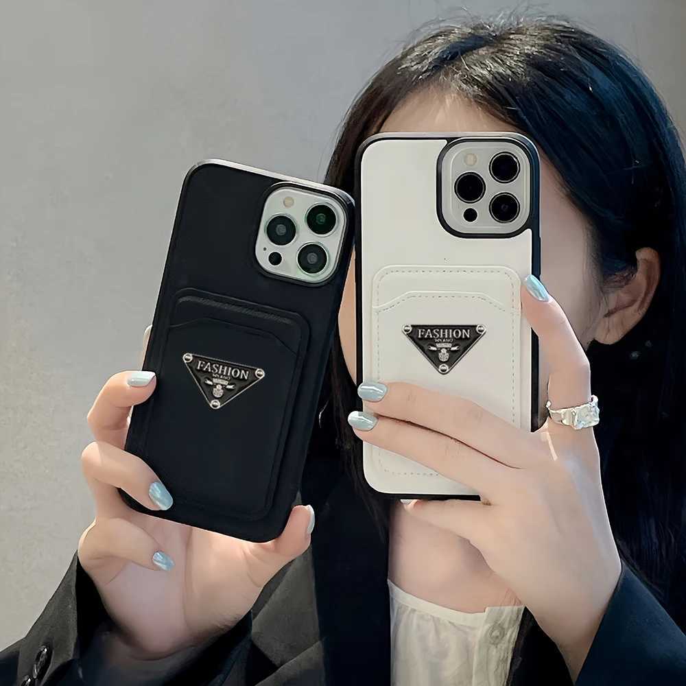 Triangle Decor Faux Leather Phone Case with Card Slot Slim Shockproof Protective CoverT260225