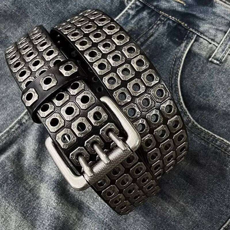 High Quality Hollow Rivet Designer Belt For Men And Women Gothic Accessories personality Punk Style Ideal choice for Gift Jeans Y260225