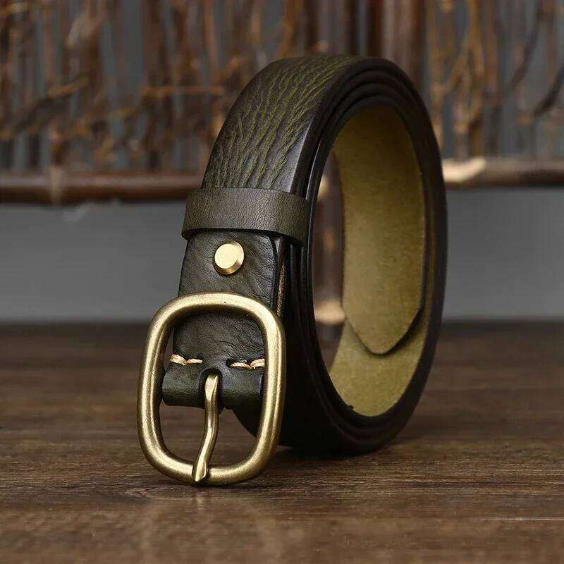 2.8CM Ladies Thick Cowhide Copper Buckle Genuine Leather Jeans Belt Women High Quality Retro Luxury Cintos Female Waistband Y260225