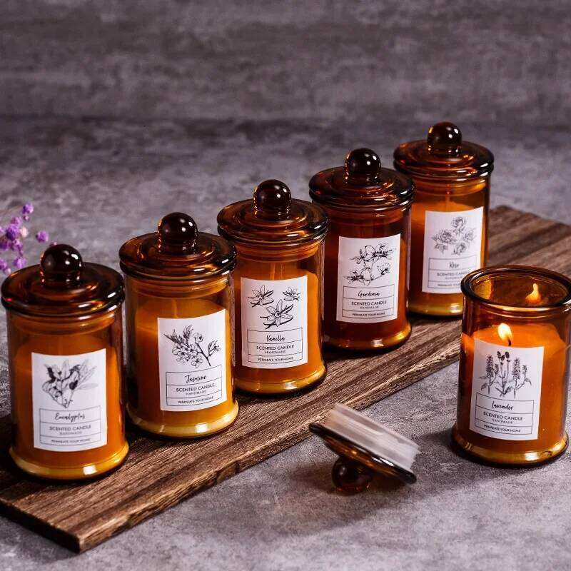 Vintage Glass Jar Scented Essential Oils Soy Wax Candle Aromatherapy Home Decoration Birthday Xmas Gift H260225