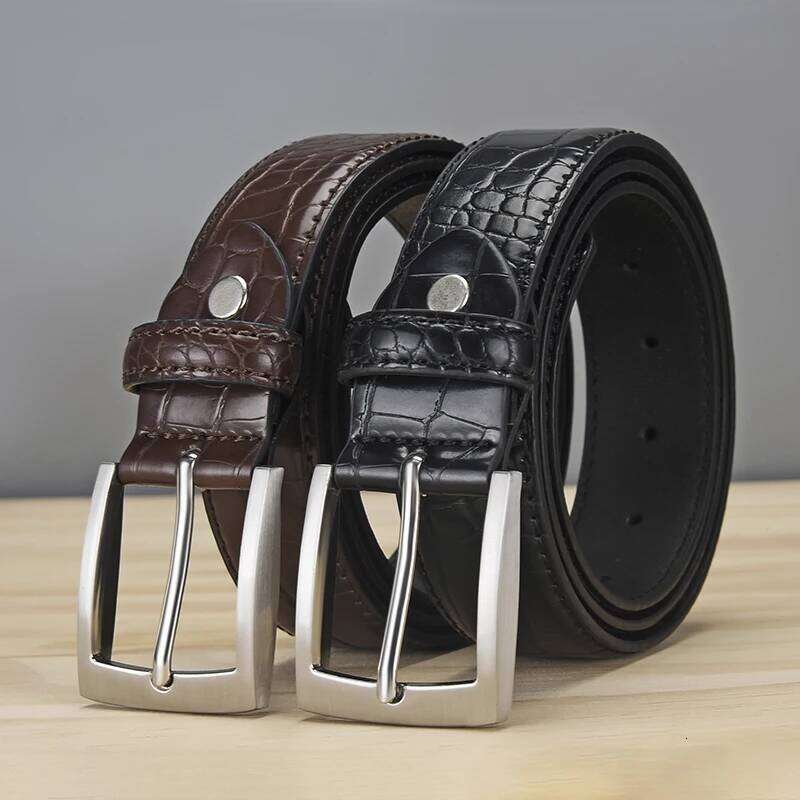 Men imitation alligator belt, fashion trend jeans wear, send husband to father's first choice Y260225