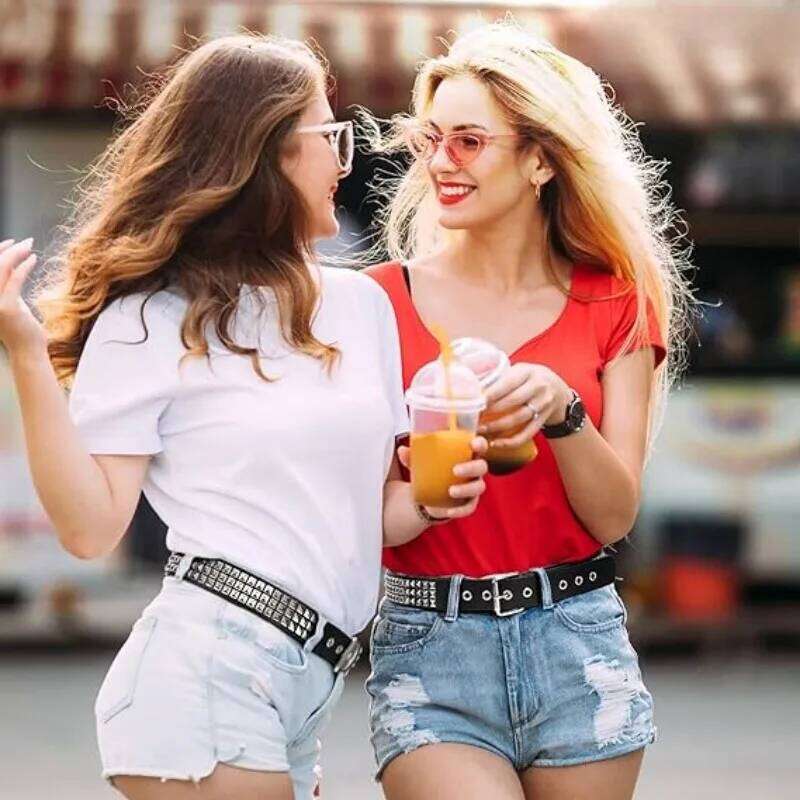 1-10PCS Studded with Metal Pyramid Rivets Punk Hardware Denim Waist Belt for Everyday Style and Casual Wear Y260225