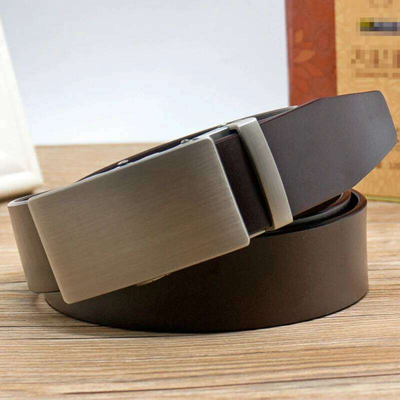 High Quality Men Genuine Leather Belts,Adjustable No Hole Waist Straps Men, Alloy Automatic Buckle Belt for Jeans Y260225