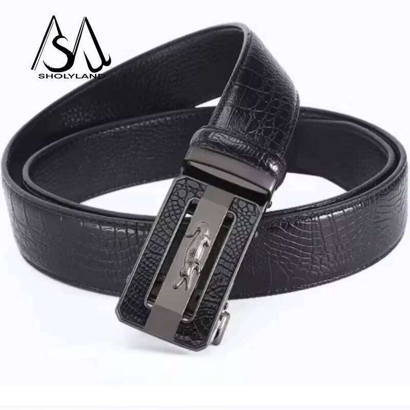 Fashionable Crocodile Alloy Buckle Versatile Durable Paired with Business Suit Pants and Men's Belt Y260225