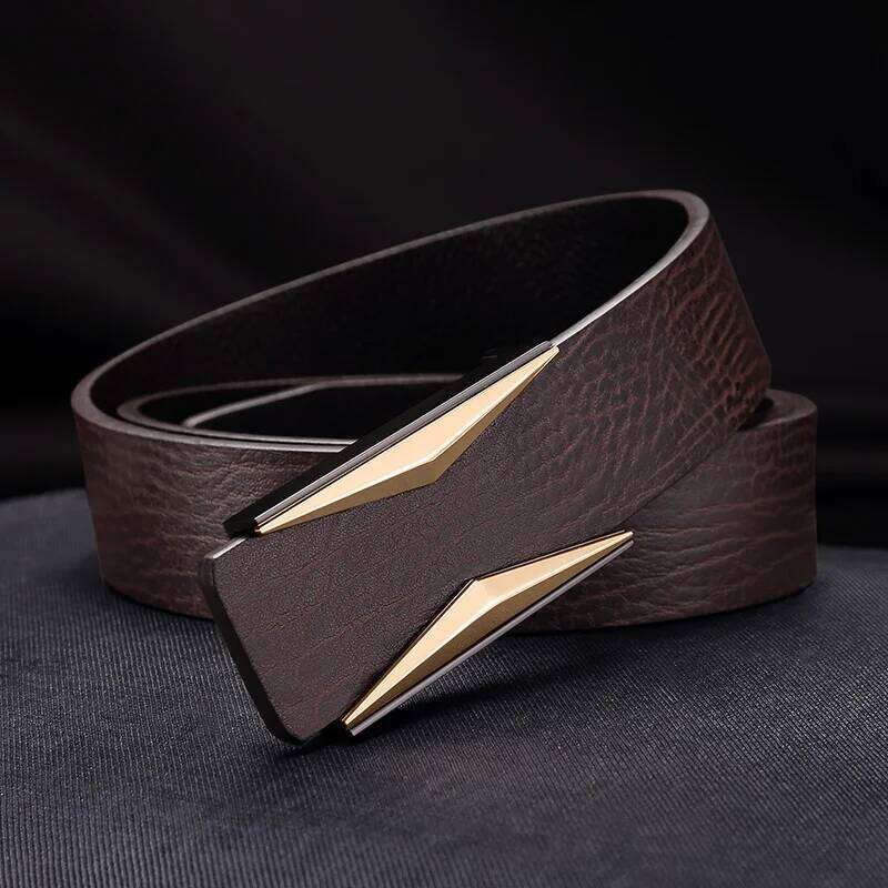 2024 Luxury Brand for Men &Women Unisex Fashion Shiny Coffee Design Buckle High Quality Waist Shaper Leather genuine Belts Y260225