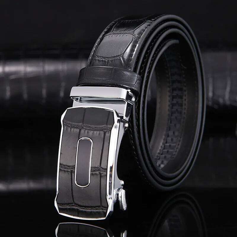 3.3cm High-end Business Men's Genuine Leather Alloy Automatic Buckle Two-layer Cowhide Casual Suit Belt for Men Y260225