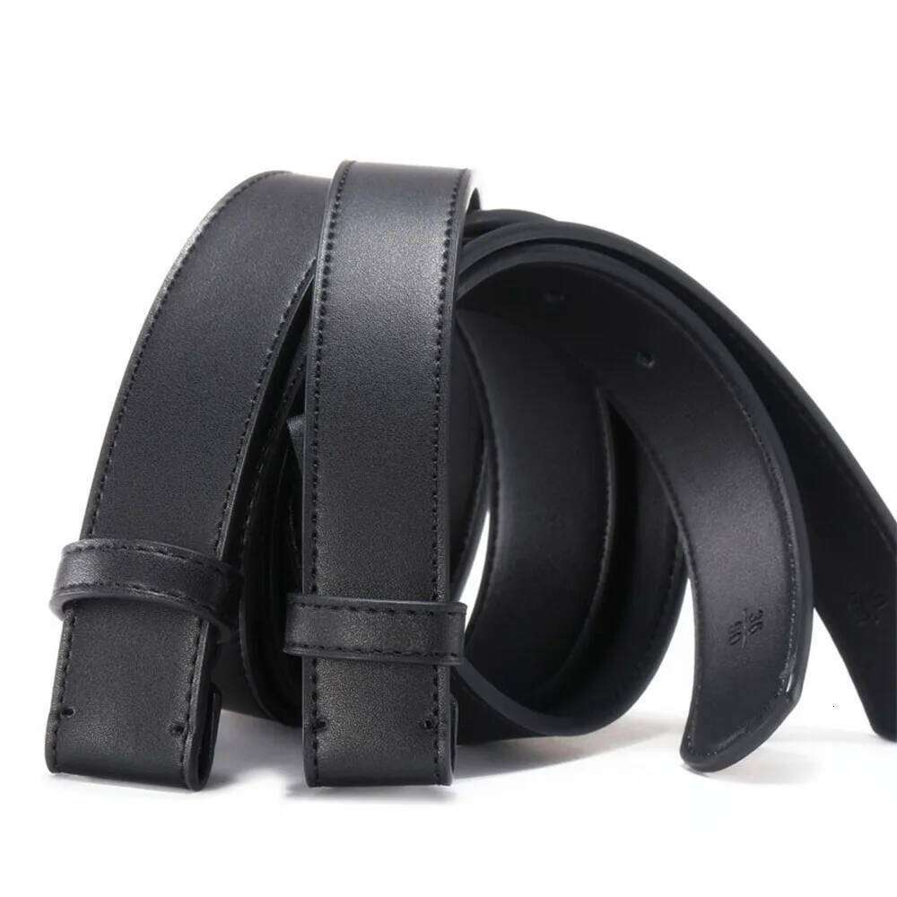 Men and women Black Cowskin Belt Body Leather Craft Apparel Waistband Accessories Business Belts no buckle Y260225
