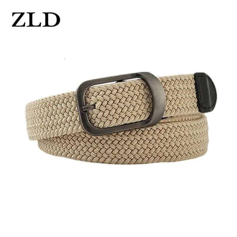 ZLD Men Women Elastic Fabric Woven Casual Belt Pin Buckle Expandable Stretch canvas Simple and Stylish belt Y260225