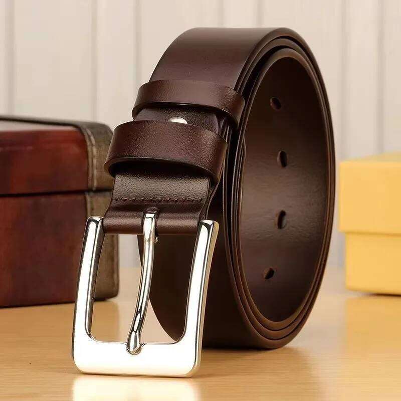 3.8cm Stainless Steel Buckle Anti Allergy Men Strap Genuine Leather Casual High Quality Belt Vintage Original Cowhide Y260225