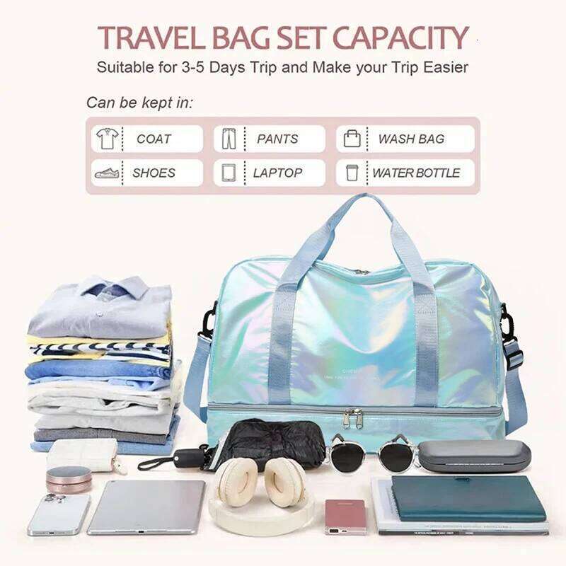 Fashionable Large Capacity Luggage Bag,Lightweight Nylon Weekend Tote Bag,Suitable for Gym,Sports,And Overnight Travel Y260225