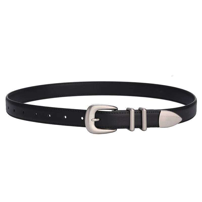 Maikun New Vintage Ladies Leather Simple All-Match Silver Buckle Decorative Belt For Women Y260225