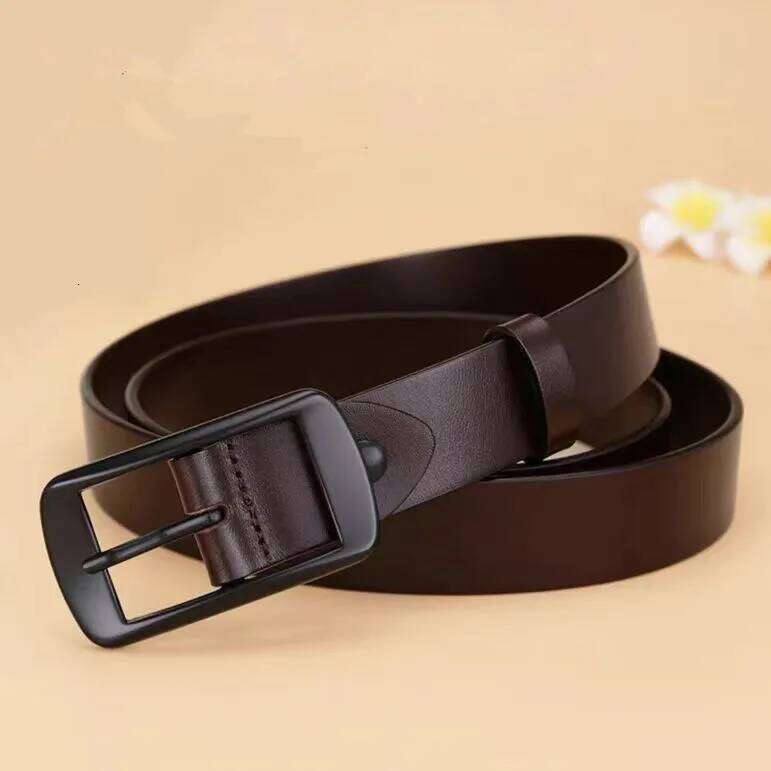 Belt versatile cowhide jeans belt, vintage genuine leather blet simple needle buckle ins belt for women's Y260225