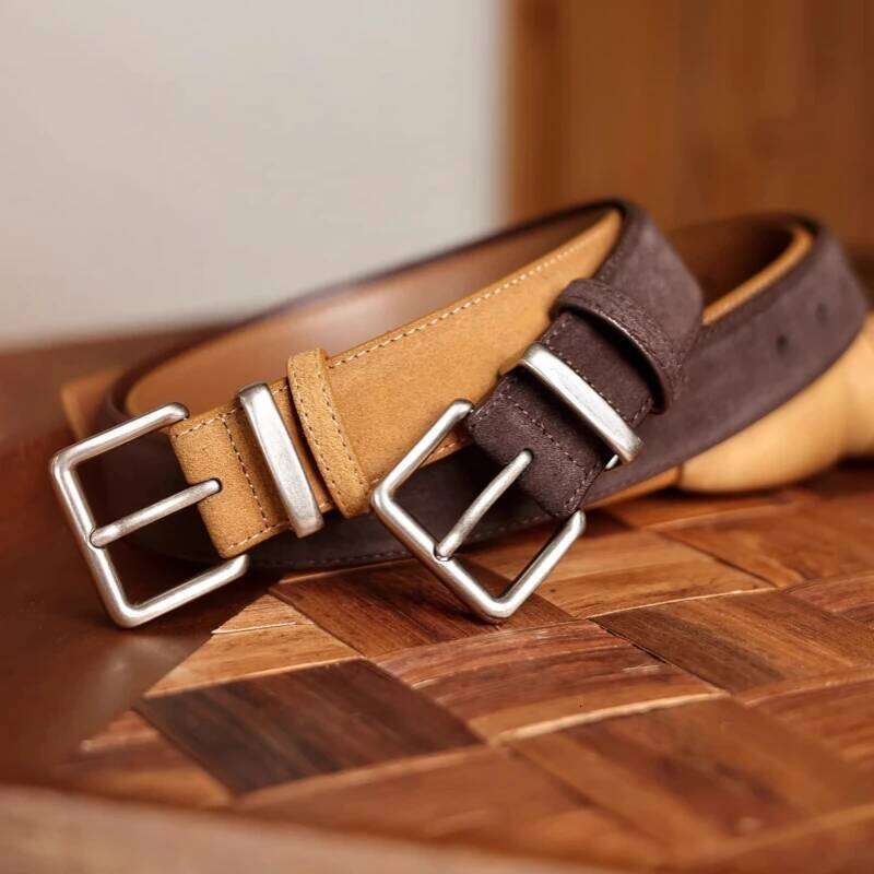 Unisex Slim Fashion Suede Cowhide Genuine Leather Men's Belt Luxury Designer Waist Girdle for Dresses And Jeans Y260225