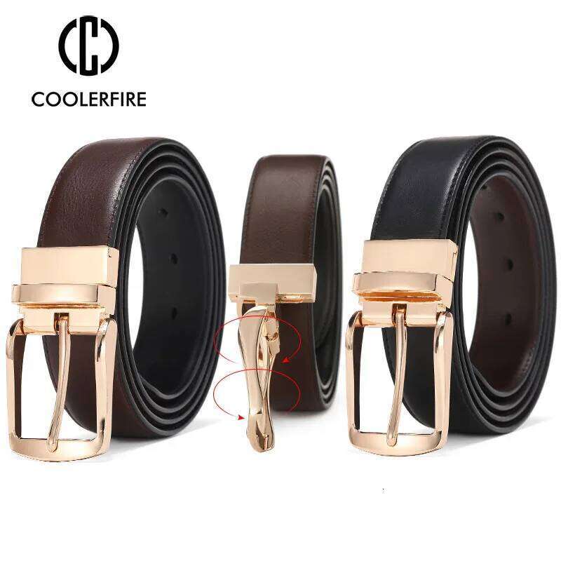 Men Dress Reversible Belts Casual High Quality Genuine Leather Belt Male Vintage Luxury Black Brown Y260225