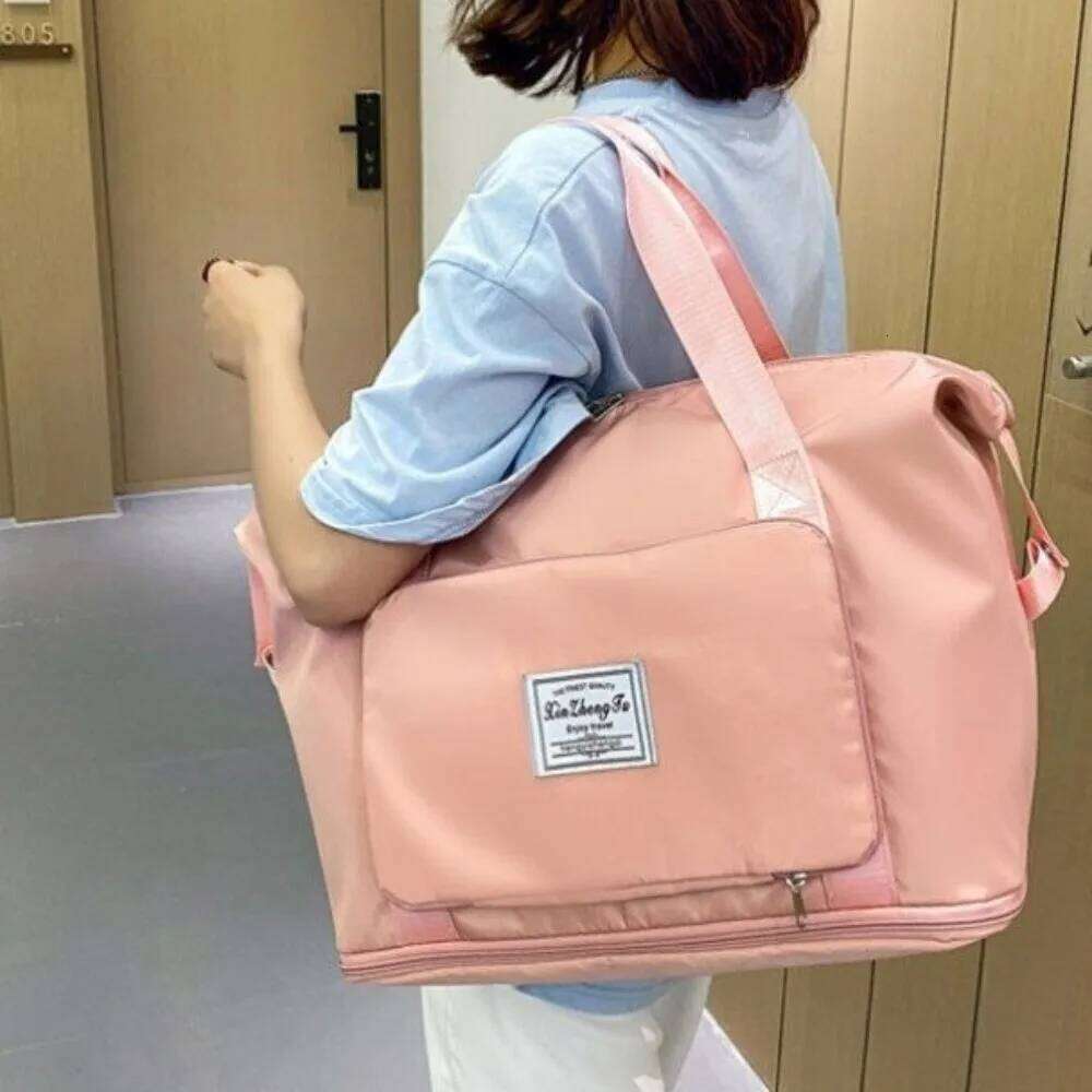 Oxford Cloth Foldable Large Capacity Tote Double Layer Design Adjustable Strap Gym Bag Short Distance Travel Y260225