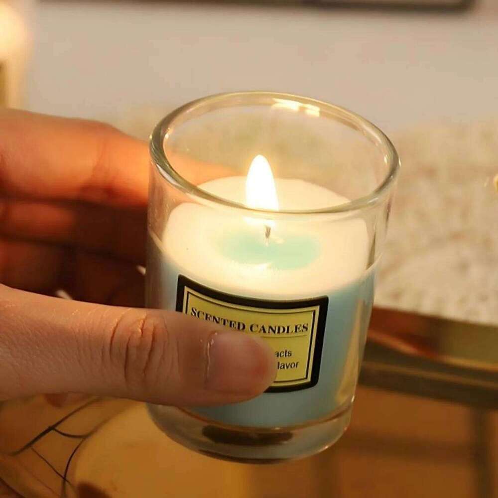 1pc Multi-Purpose Small Cup Scented Candle Frosted Glass Minimalist Home Office Decor H260225