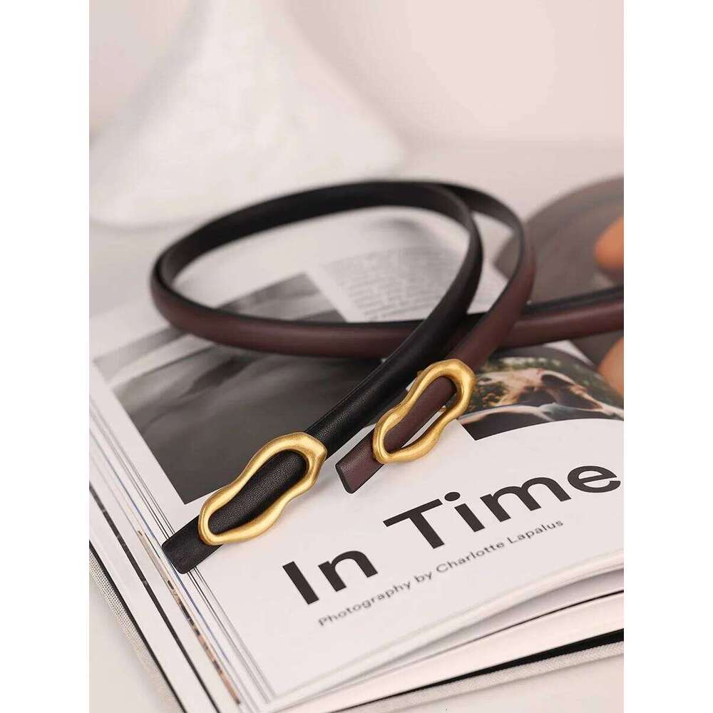 Retro Gold Designer Belt For Women High Quality Metal Buckle Matching Female Dress Jeans Adjustable Waistband Genuine Leather Y260225