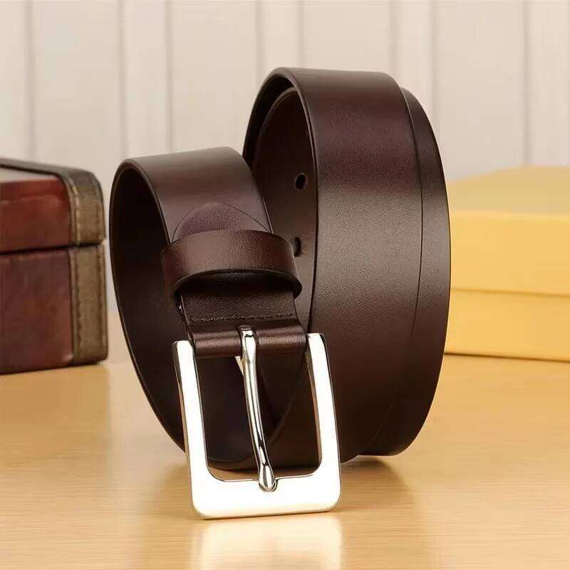 3.8cm Stainless Steel Buckle Anti Allergy Men Strap Genuine Leather Casual High Quality Belt Vintage Original Cowhide Y260225
