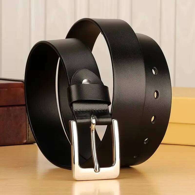 3.8cm Stainless Steel Buckle Anti Allergy Men Strap Genuine Leather Casual High Quality Belt Vintage Original Cowhide Y260225
