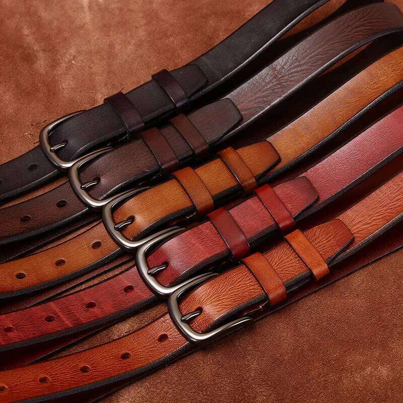 2.8CM Pure Cowhide Genuine Leather for Women High Quality Jeans Pin Buckle Business Belts Waistband Male Fashion Designer Y260225