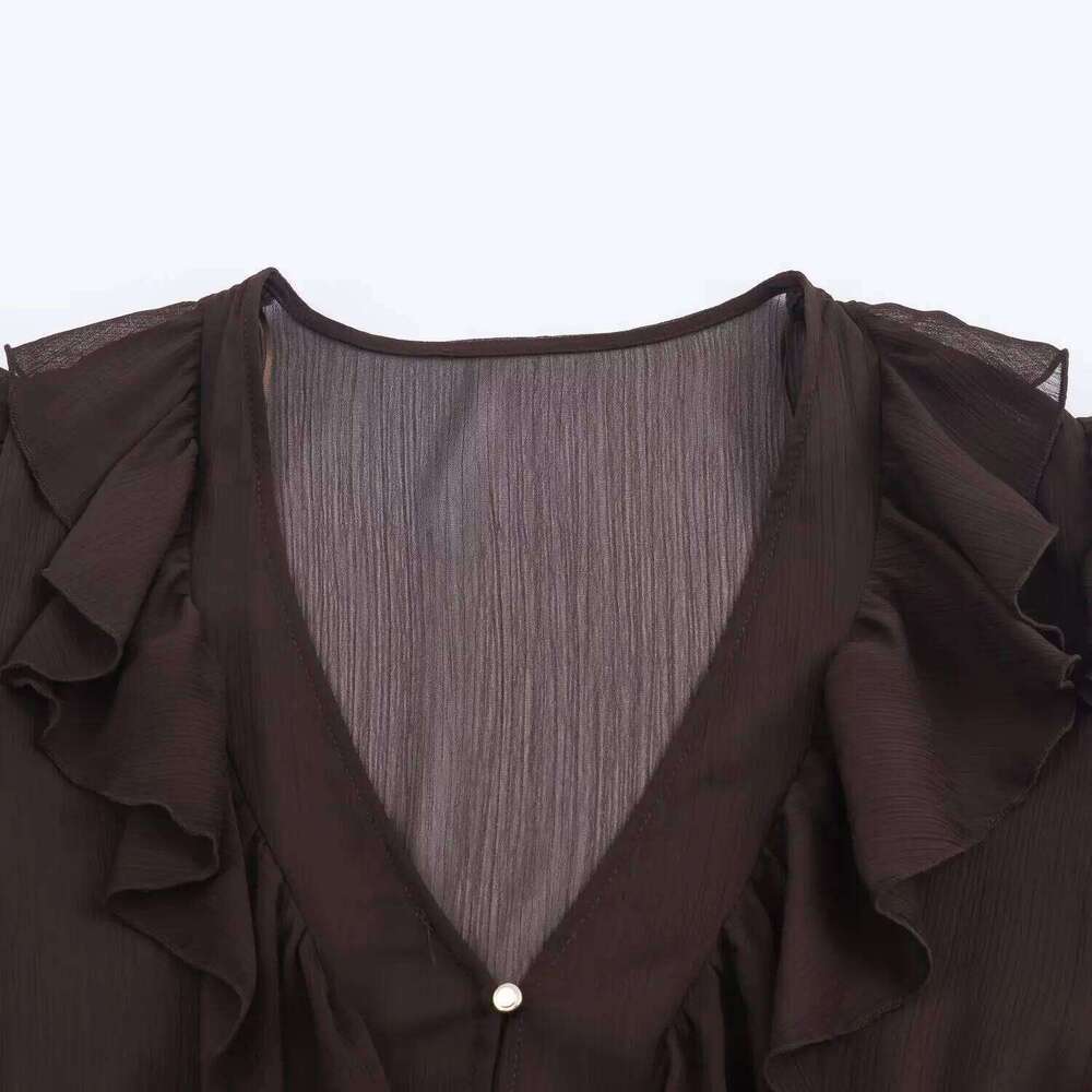 Woman Ruffles Elegant Spring Autumn Fashion Female Party With Belt Lady Long Sleeve V-Neck High Street Casual Dress XJ260225