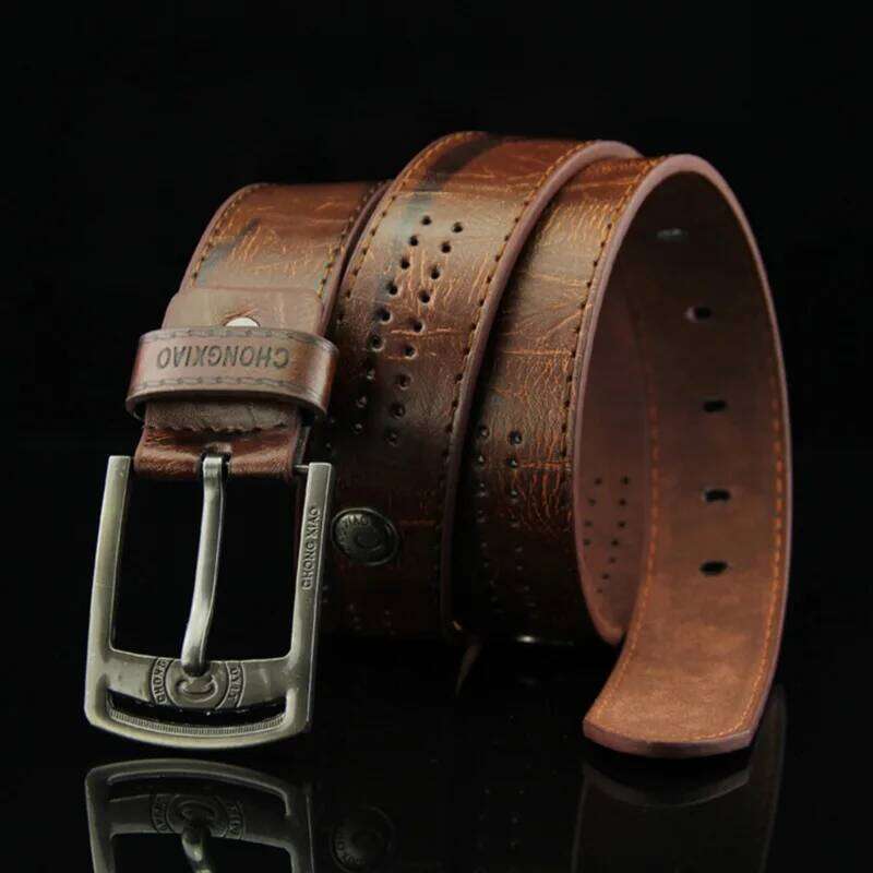 Men's Casual Hollow Rivet Wide PU Leather For New Fashion Strap Male High Quality Jeans Belt Punk Style Y260225