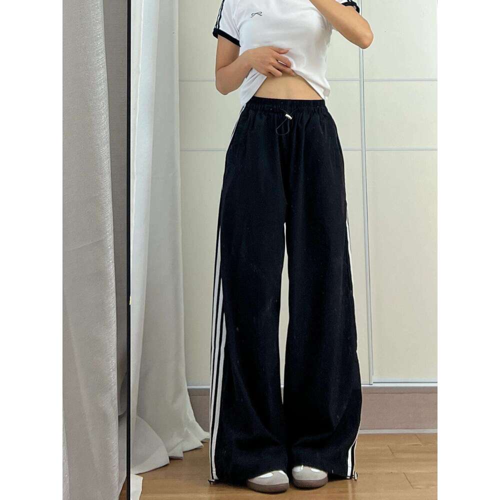 Mardi Hefxessdr Extended Spor Striped Wide Leg Casual Pants for Women Spring Autumn Versatile Lazy Tee Stripe Long Trousers Commute Sle