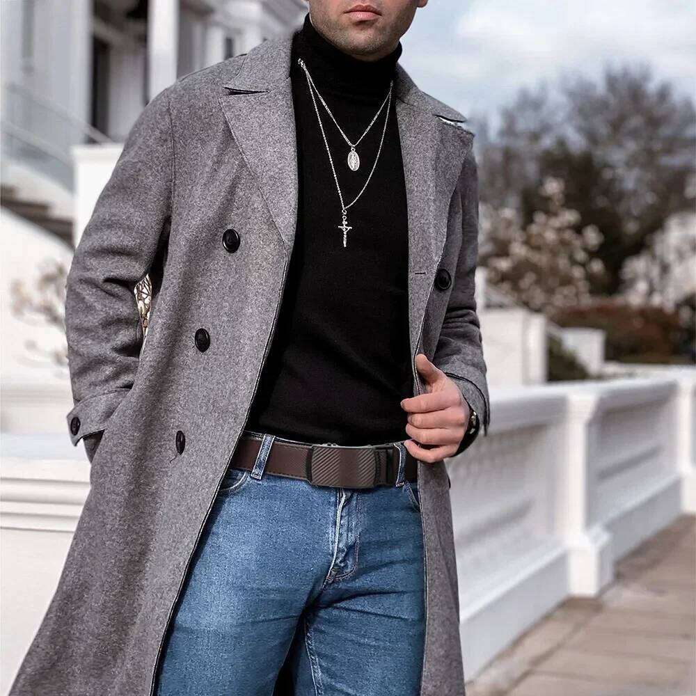 Men Belts Leather LONG Large Pin Metal Automatic Buckle High Quality Casual for Jeans Women Strap Y260225