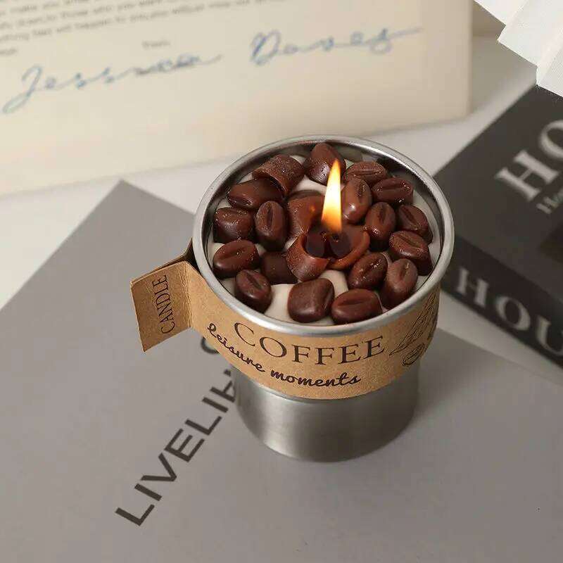 Coffee Bean Scented Candle Premium Sense Hand Atmosphere Small Gift Lasting Fragrance Simulation Modeling Cup Wax H260225