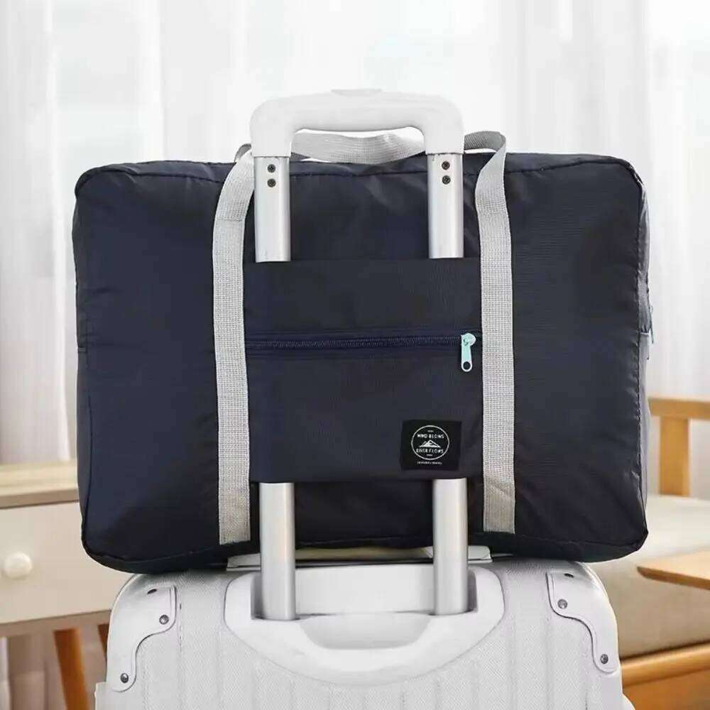 New Polyester Travel Handbag Solid Color Large Capacity Duffle Bag Foldable Waterproof Clothes Organizer Women&Men Y260225