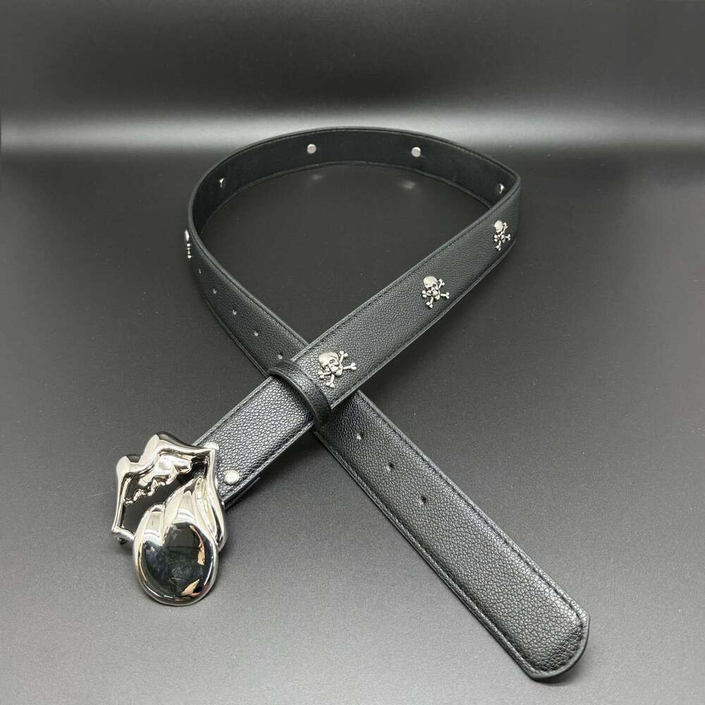 Metal Skull Cross Rivet Genuine Leather Cowboy Belt Genuine Leather Cowskin Men Belt Punk Rivet Jeans Belts For Men Ceinture