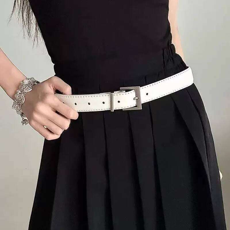 Korean style belt, 2025 new autumn winter, fashionable and simple, minimalist oxygen feel, decorative white belt Y260225