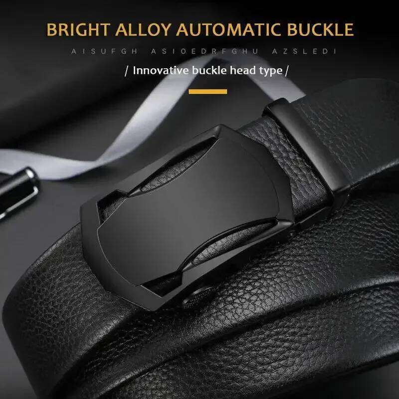 Mens Automatic Genuine Leather Top Quality Cow Strap Adjustable Belts Jeans Belt for Men Gifts 115 125 130cm Y260225