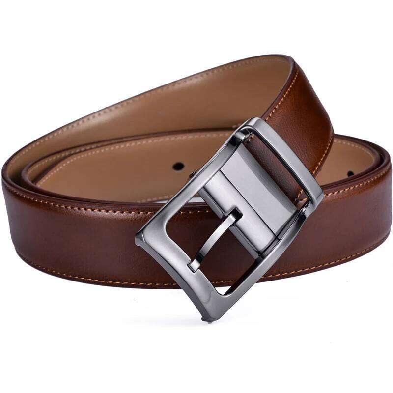 1Pcs Men's Reversible Classic Dress Belt Leather Rotating Buckle Two In One Y260225