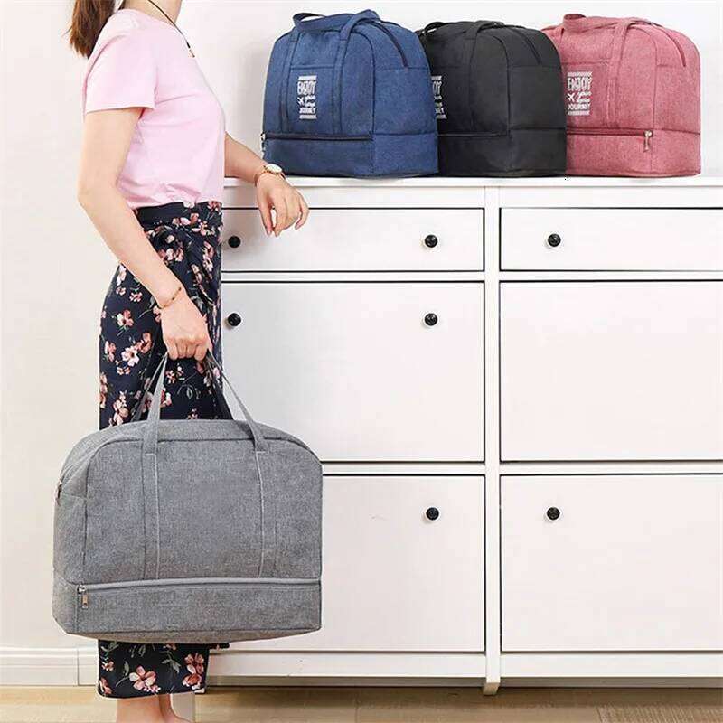 Fashion Folding Bag Women Oxford Travel Weekend Overnight Bags Luggage Tote Y260225