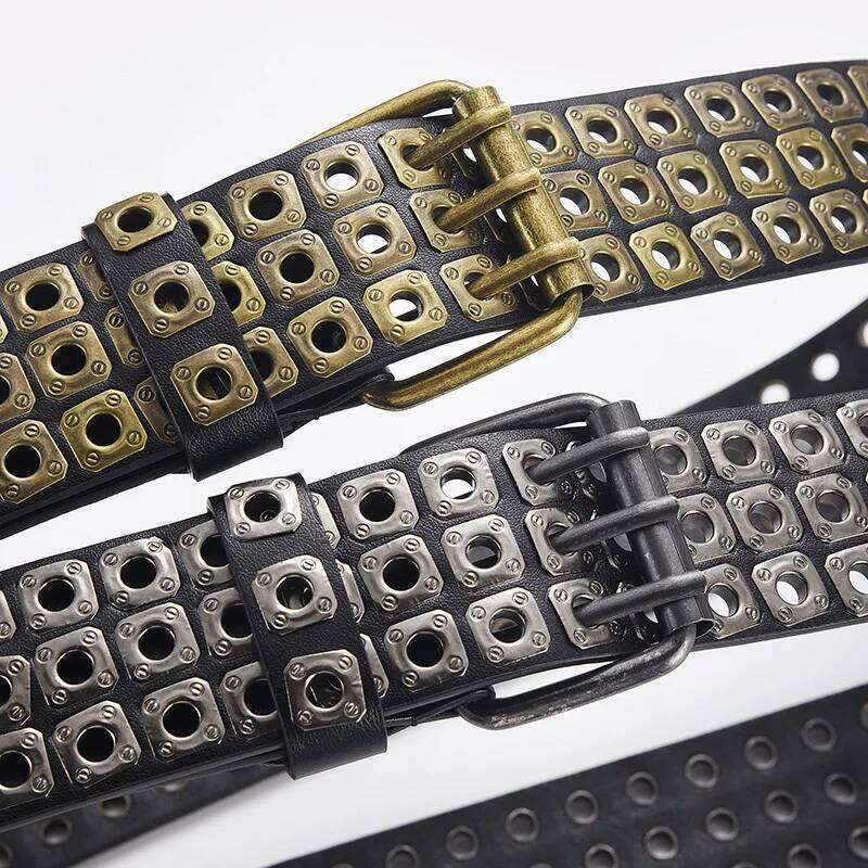 High Quality Hollow Rivet Designer Belt For Men And Women Gothic Accessories personality Punk Style Ideal choice for Gift Jeans Y260225