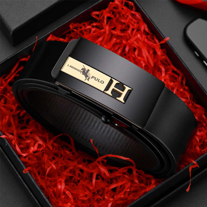 Paul Genuine Leather Belt For Men, Automatic Buckle, Trendy Versatile Casual Belt, Pure Cowhide, Youth Extended Length