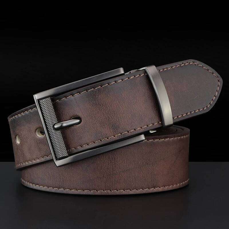 Retro belts designer high quality boys fashion pin buckle Khaki genuine leather men luxury brand jeans cintos masculinosB772 Y260225