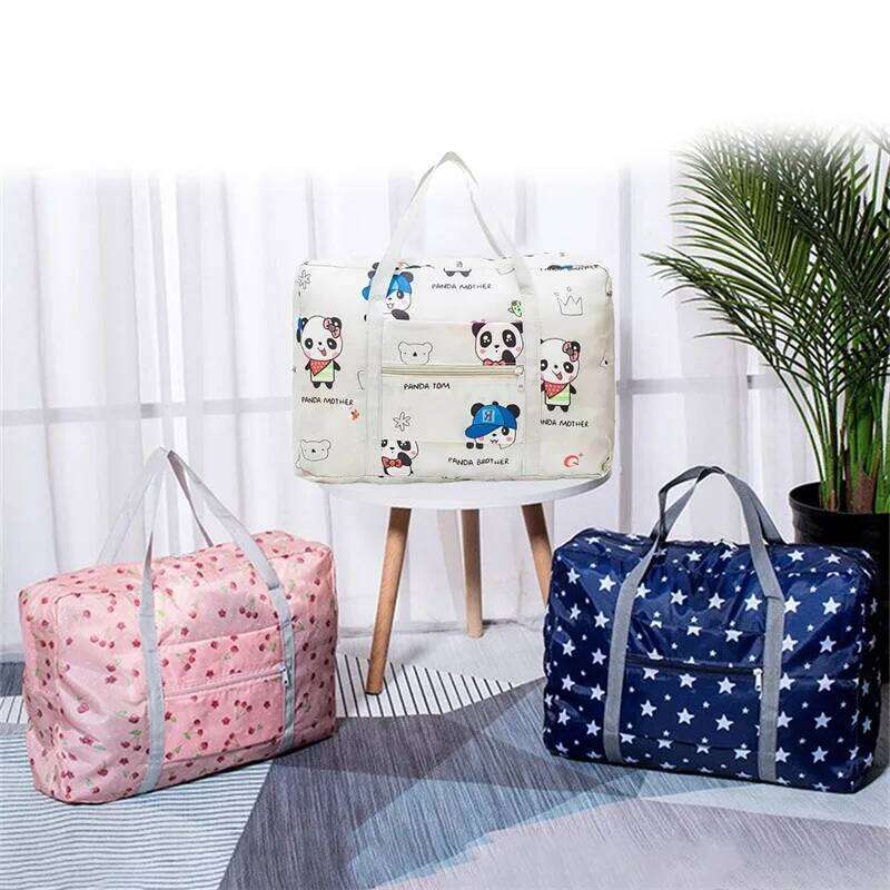 Oxford Foldable Duffel Organizer Weekend Hand Bags Portable Suitcases Large Travel Clothing Storage Bag Women's Tote Y260225